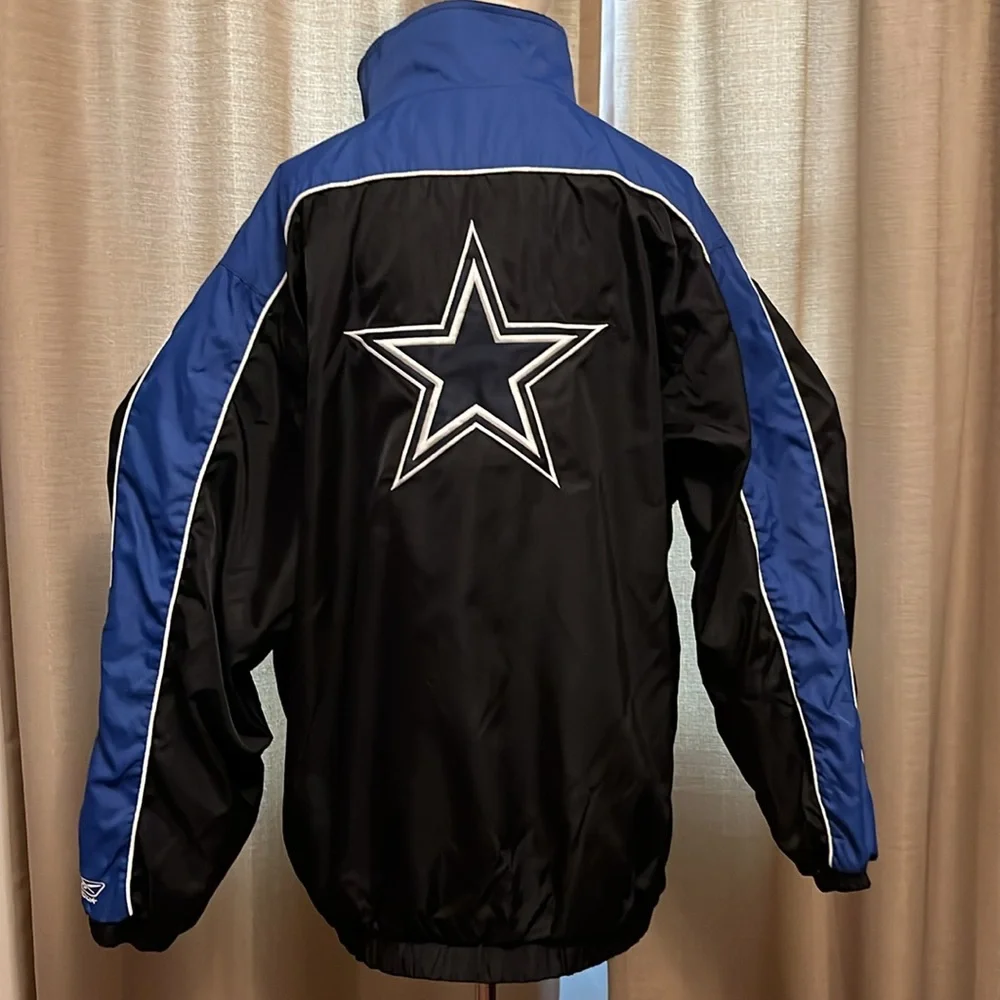Dallas Cowboys Reebok Windbreaker Zip Up Jacket Blue Black White Mens XL